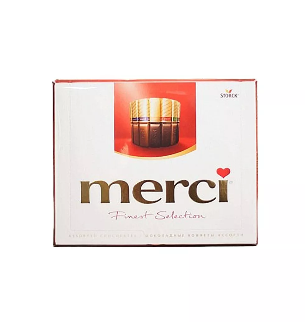 Elegant Box of Red Merci Chocolate