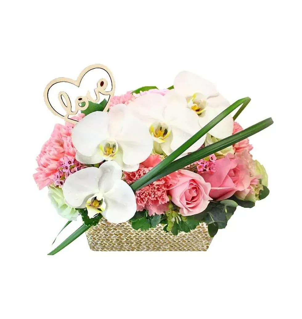 Pink Serenity: Floral Basket Arrangement