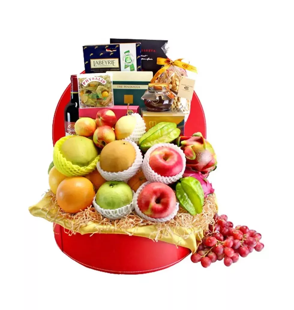 Hamper Of Tropical Fruit And Drinks