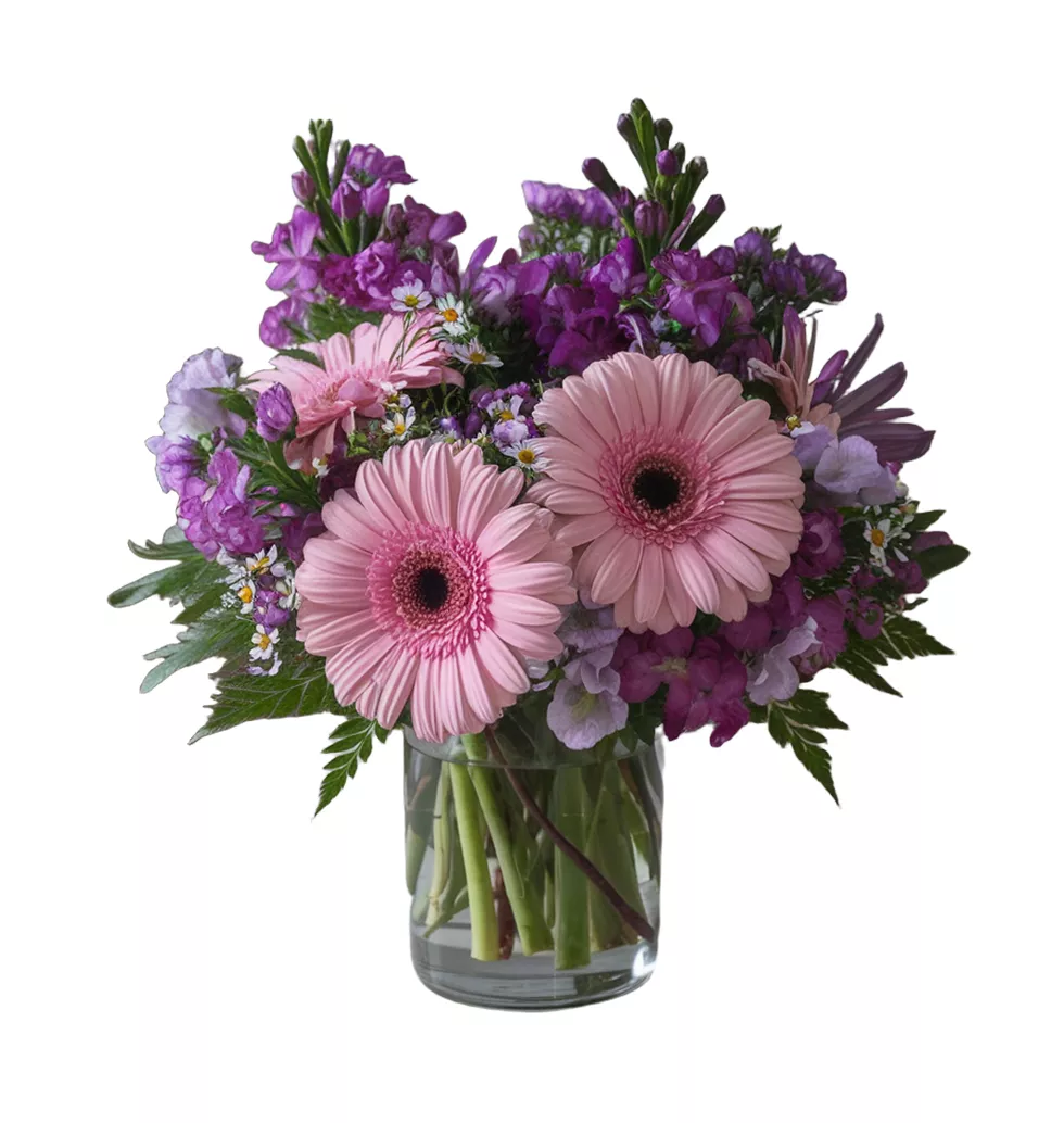 Fresh Bouquet of Gerberas and Lisianthus