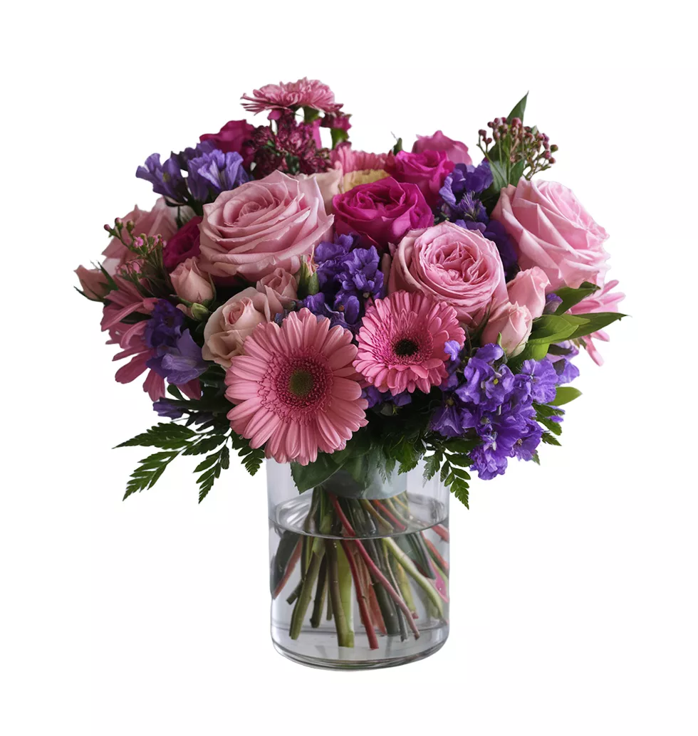 Pretty Bouquet of Roses and Gerberas