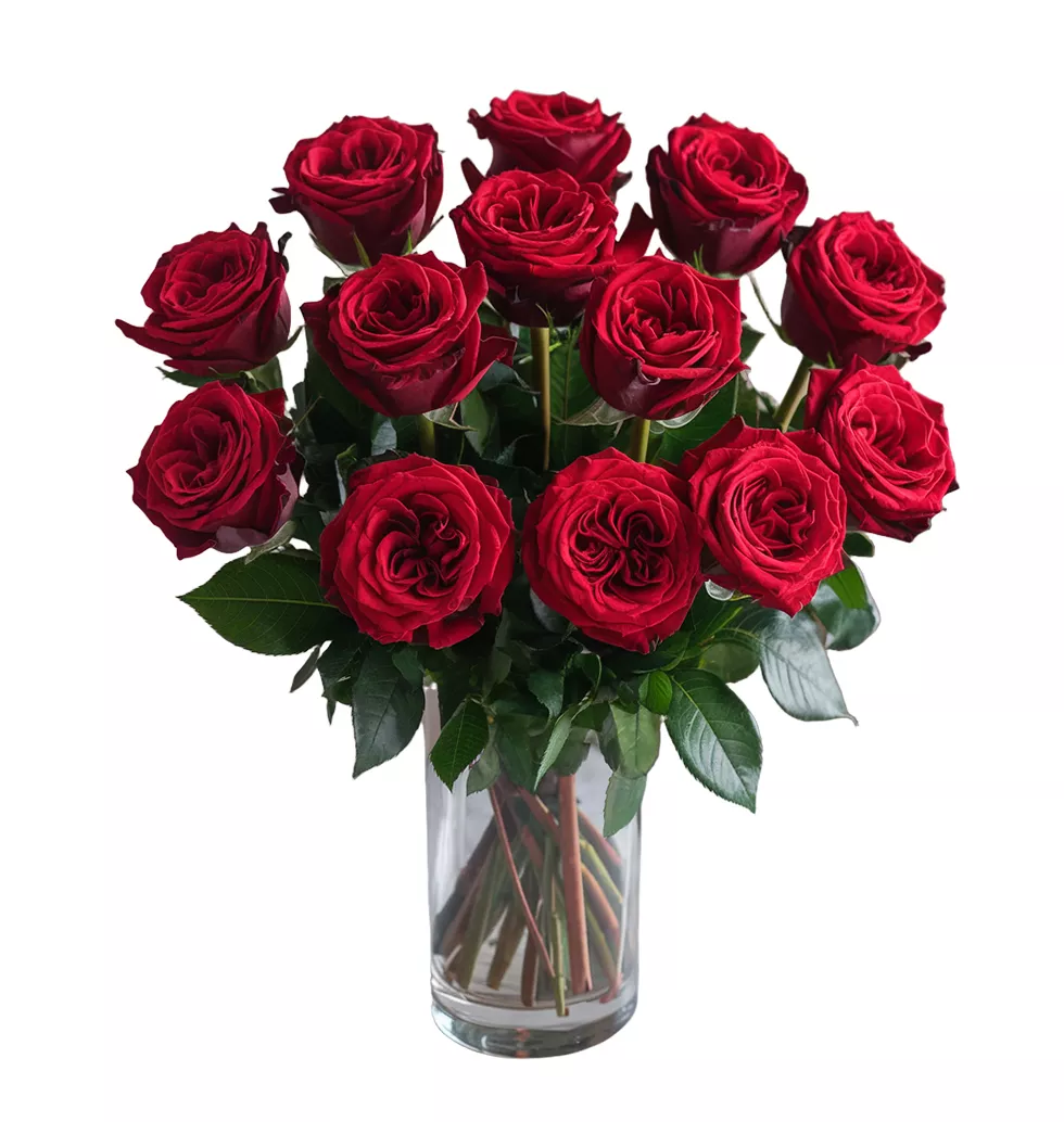 Stunning 12 Roses Vase Arrangement