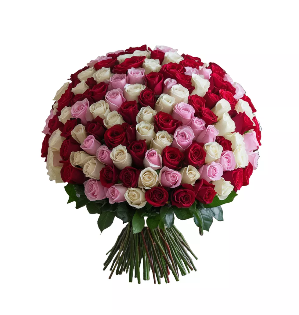 Stunning 100 Mixed Roses Bouquet