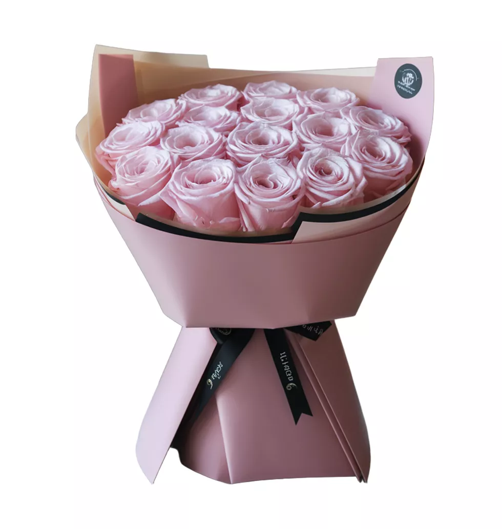 Elegant Bouquet of 12 Pink Roses