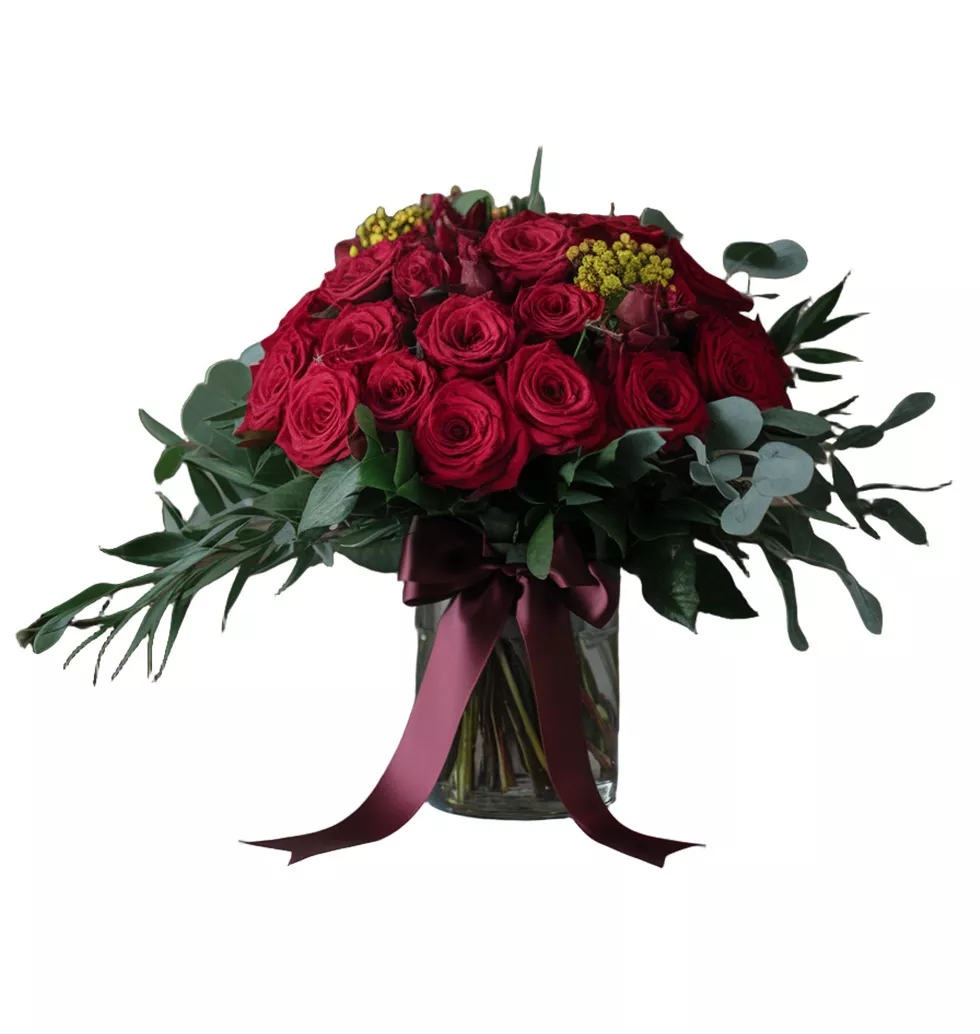 Timeless 12 Red Rose Vase Arrangement