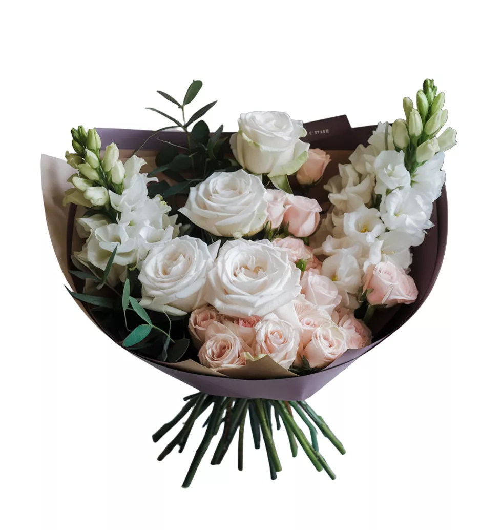 White Floral Bouquet with Greenery