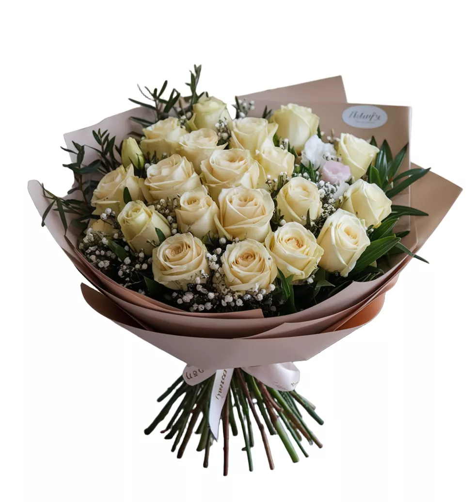 20 Yellow Roses with Greens Bouquet