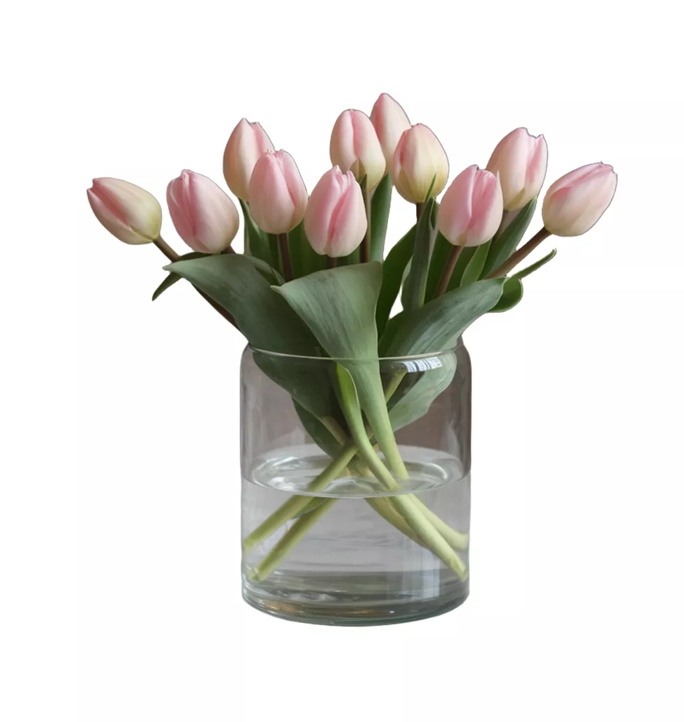 Delightful Arrangement of 10 Pink Tulips