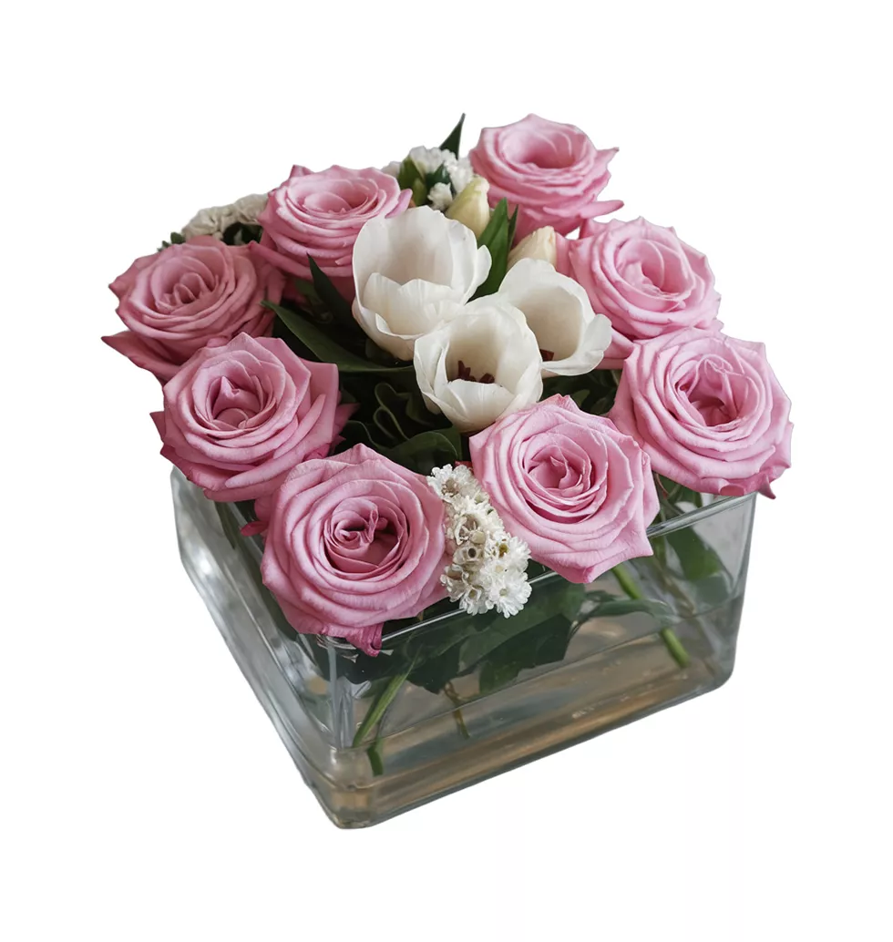 Beautiful Pink Roses and Lisianthus Arrangement