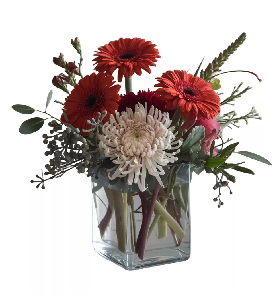 Charming Arrangement of Gerberas and Chrysanthemums