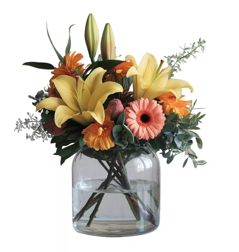 Fresh Lilies and Gerberas Floral Arrangement