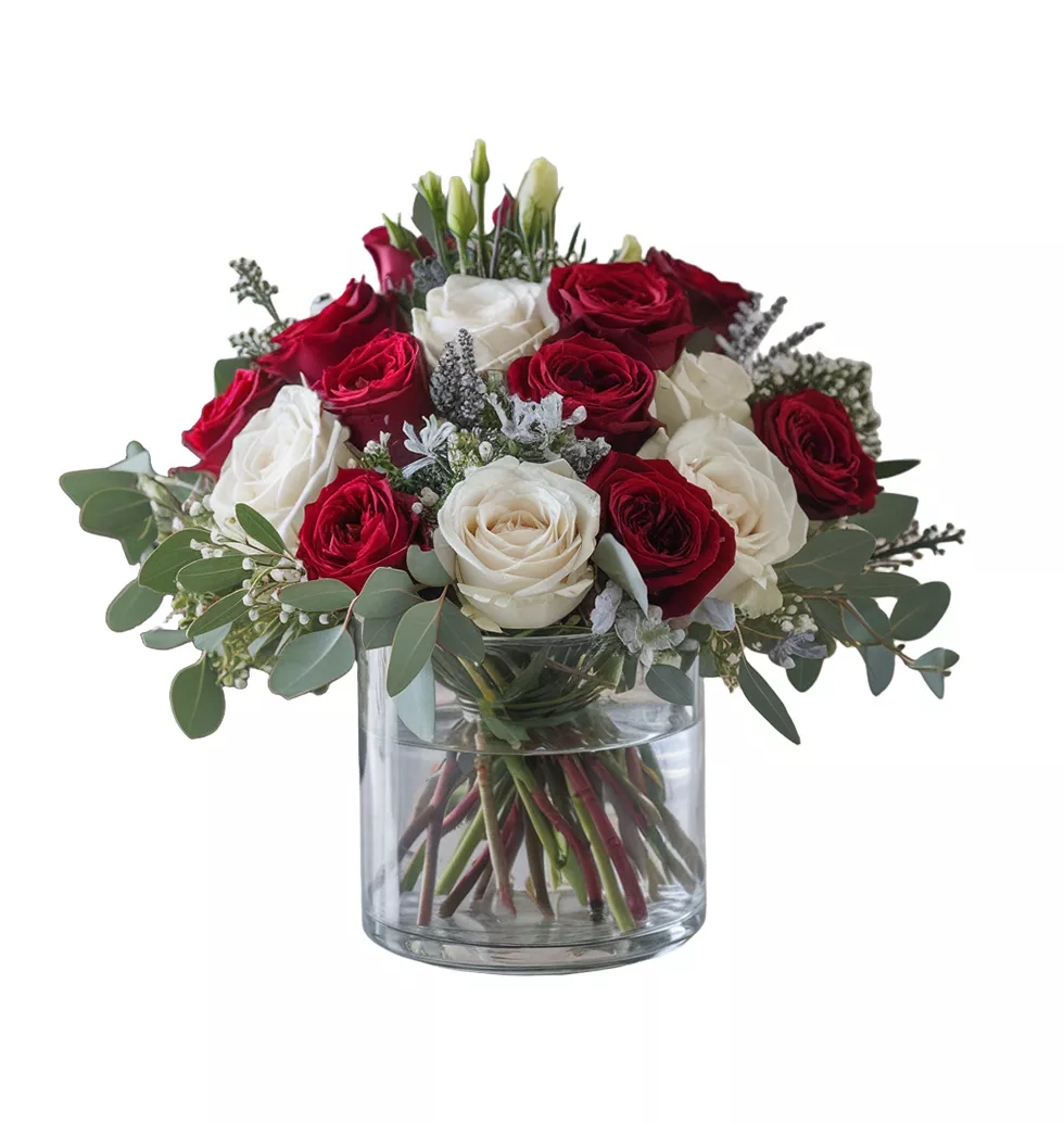 Charming 12 Roses in Vase Arrangement