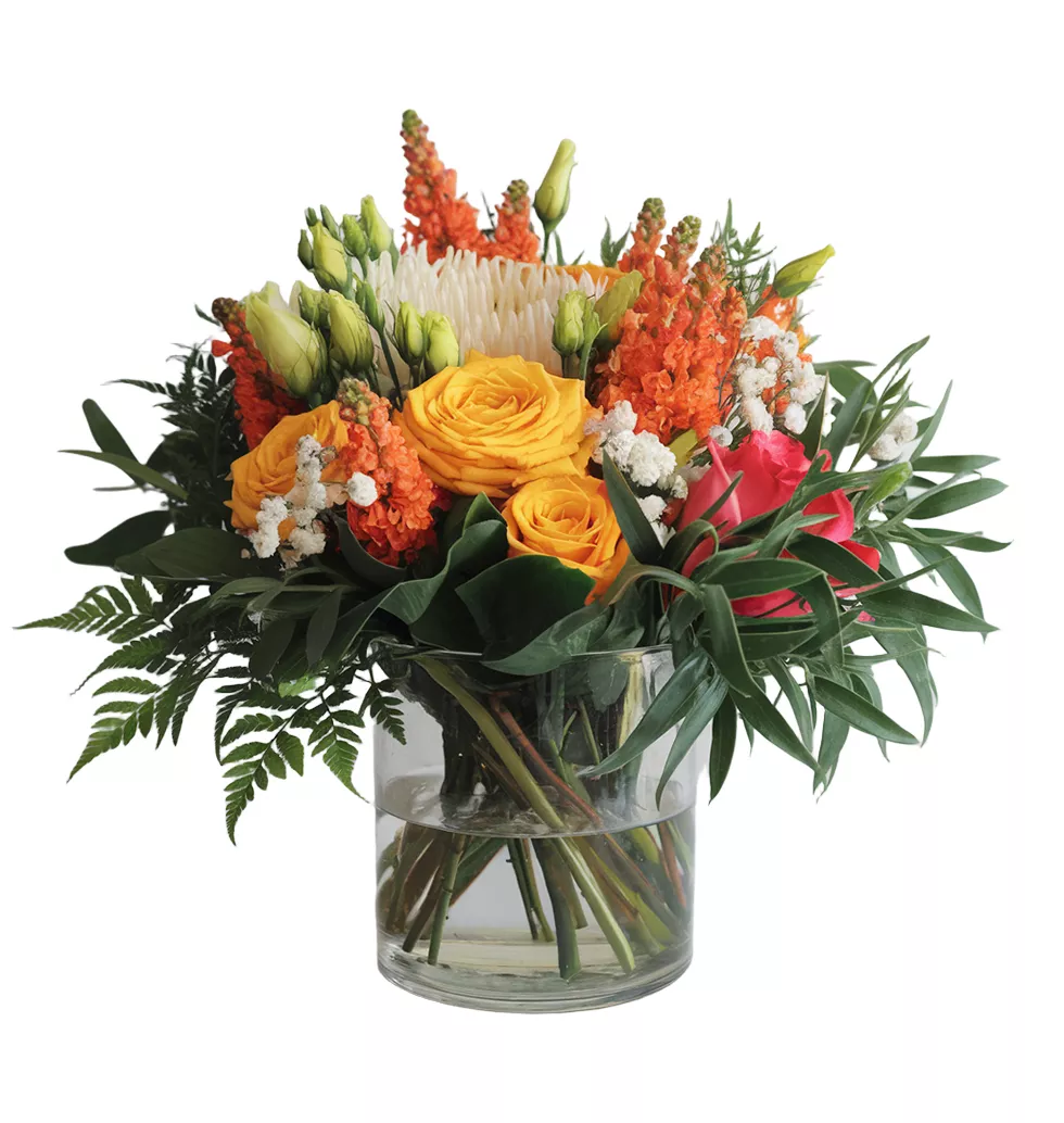 Colorful Seasonal Blooms Vase Arrangement